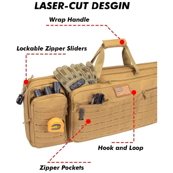 Custom 600D Tactical Rifle Bag with Lockable Zippers