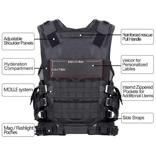Custom 600D Tactical Vest with Breathable Mesh & Reinforced Straps