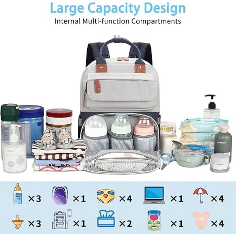 Custom Multiple Pockets Diaper Bag Backpack (2)