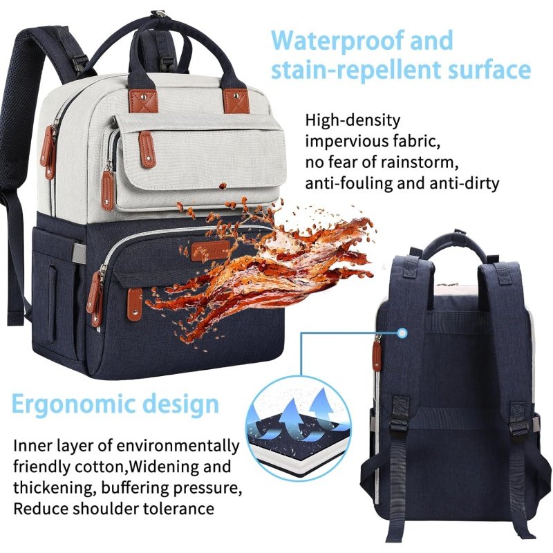 Custom Multiple Pockets Diaper Bag Backpack (4)