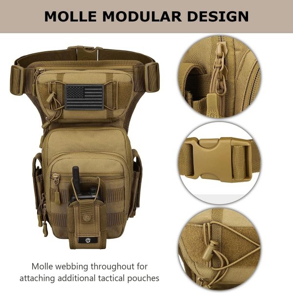 Customizable Tactical Drop Leg Bag with MOLLE Utility System