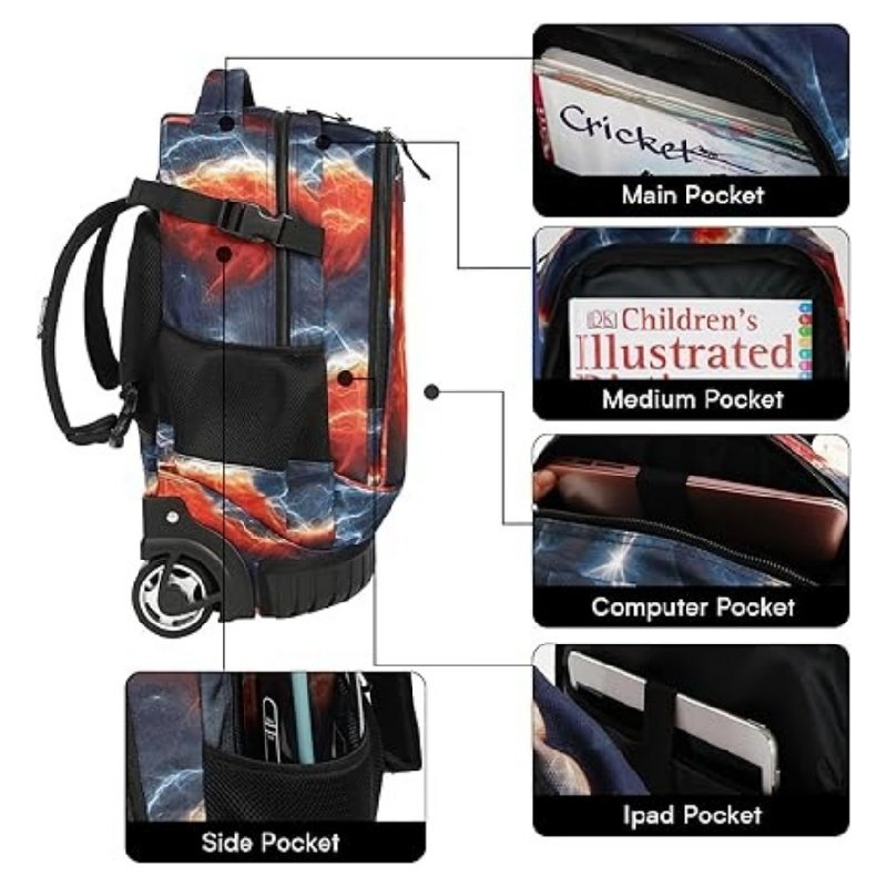 Large Capacity Durable Rolling Trolley Backpack
