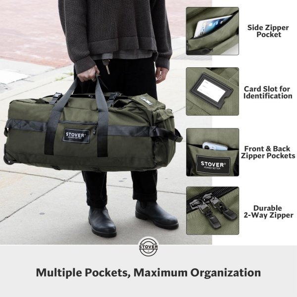 OEMODM 3-in-1 Rolling Luggage Duffel with Toiletry Bag Included