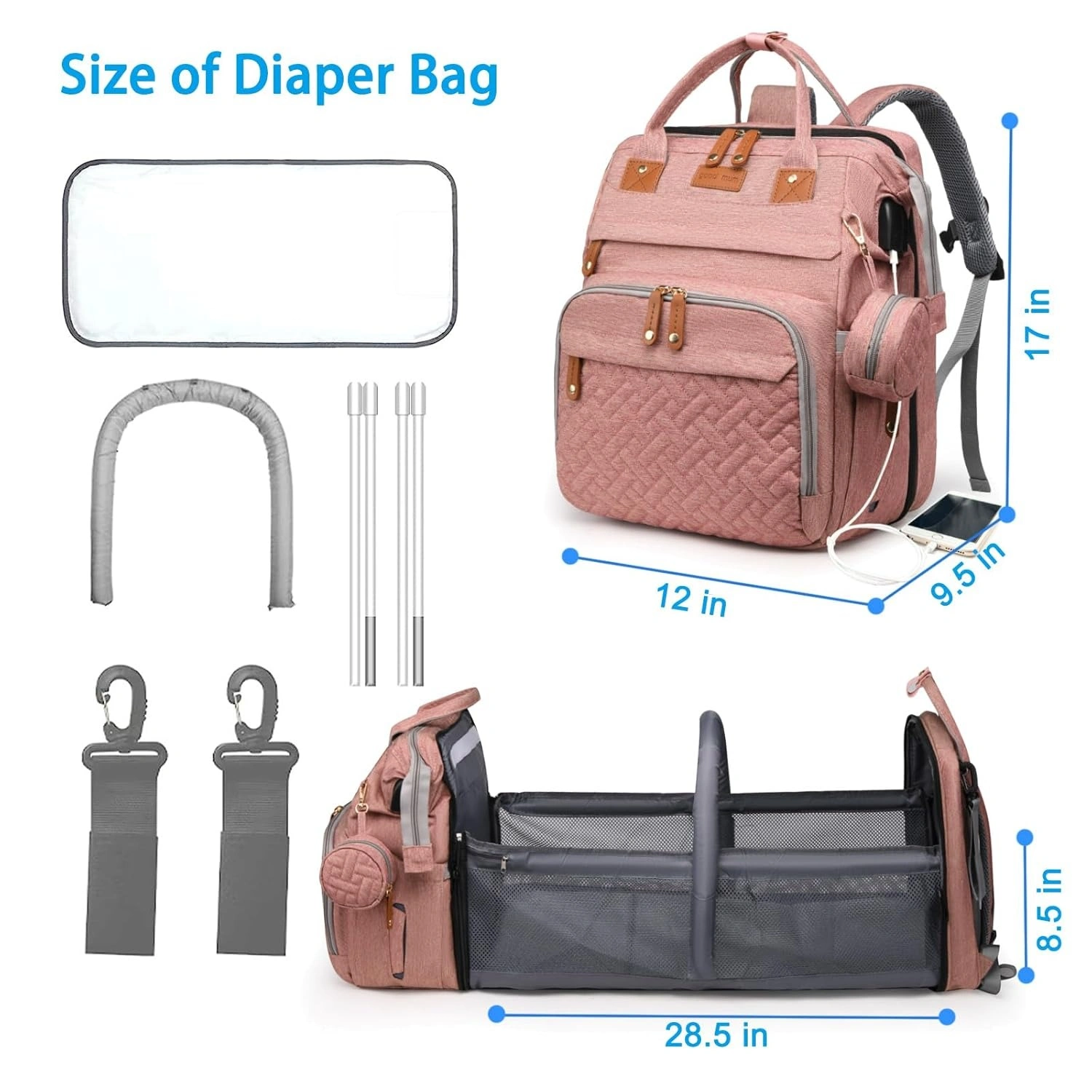 Waterproof Diaper Bag with Changing Station (1)