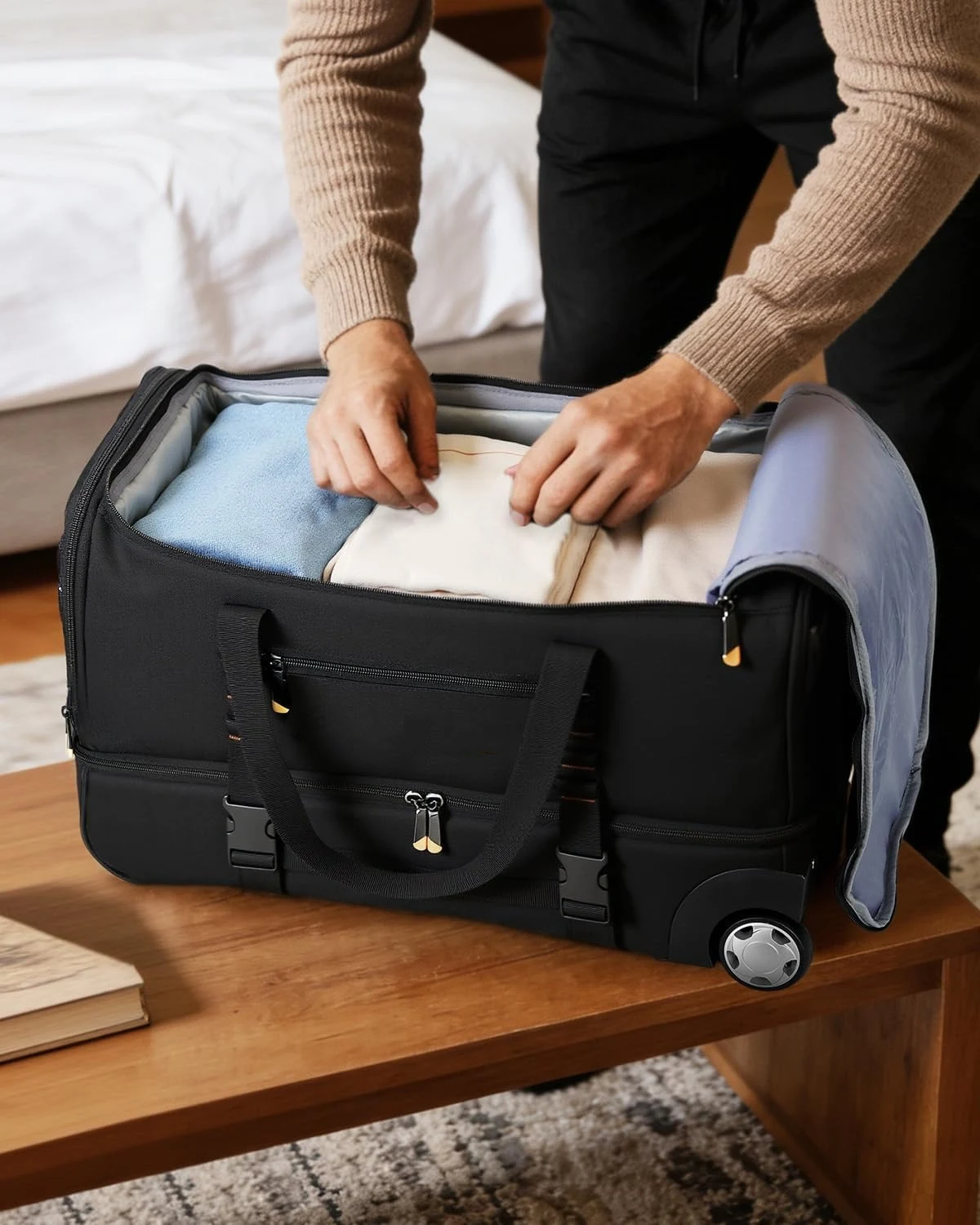 Customized Wheeled Duffel with Ergonomic Handle System