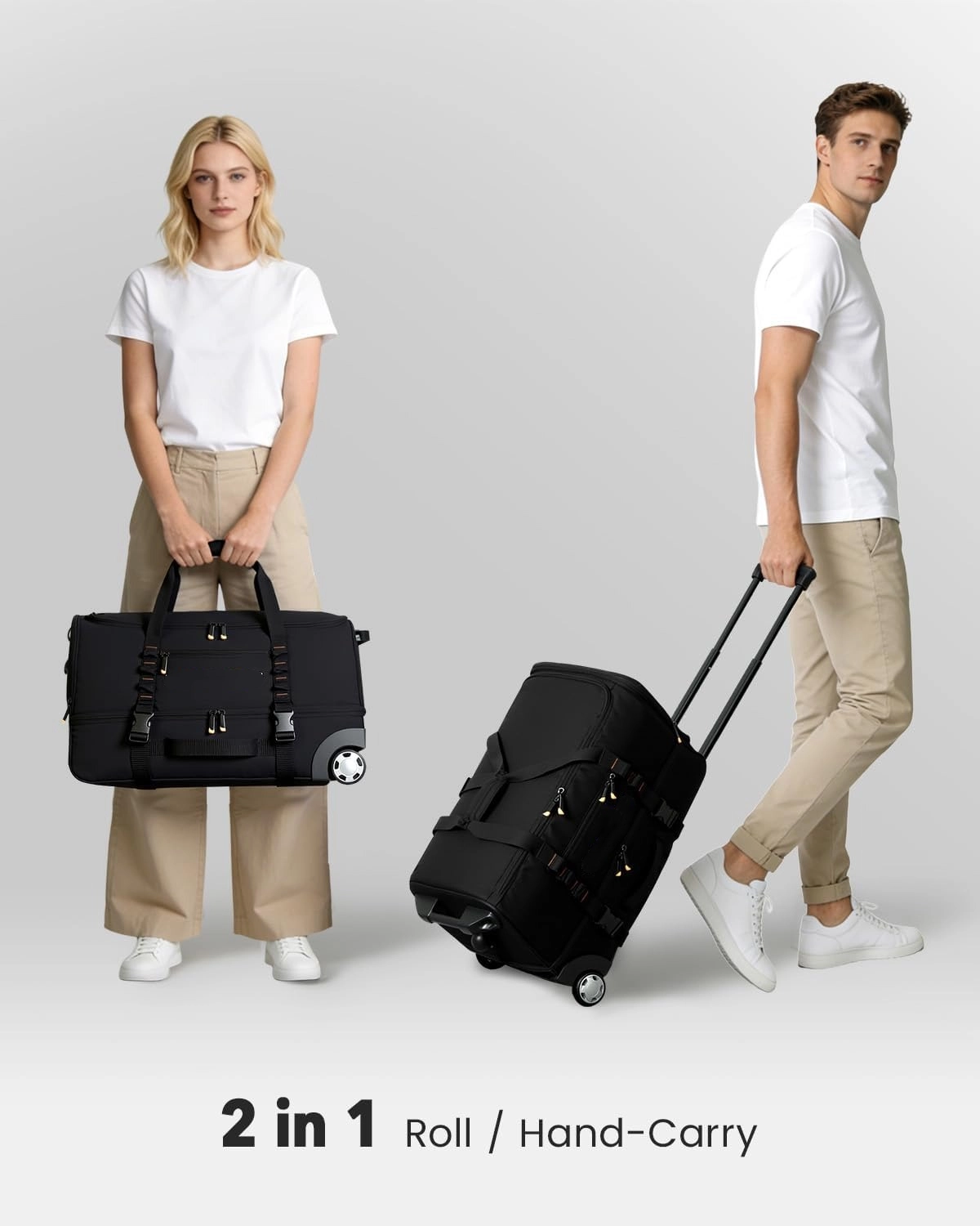 Factory Durable Rolling Duffel with Smooth Zippers