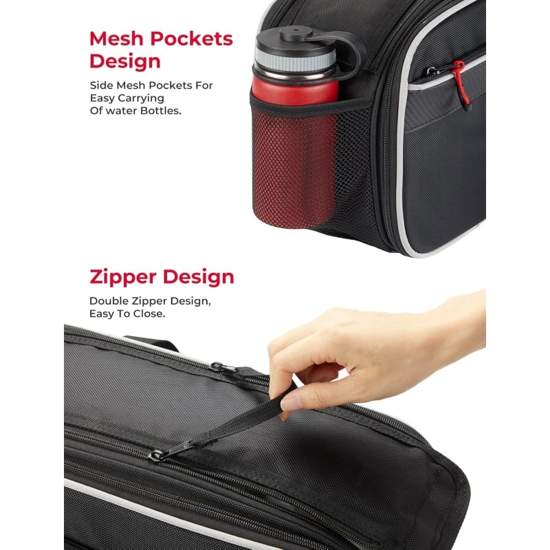 Mesh Water Bottle Pocket & Double Zipper Details