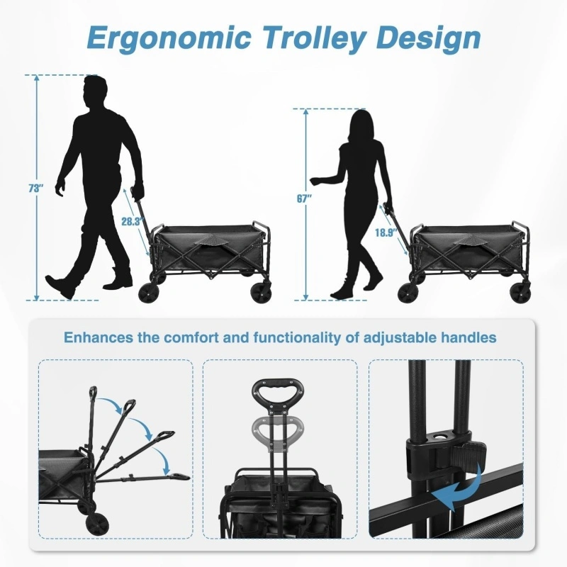 OEM Foldable Garden Wagon with Ergonomic Adjustable Handle (1)