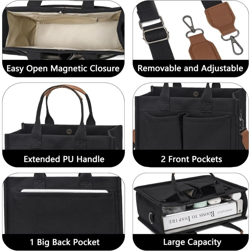 Canvas Crossbody Tote Bag Full Feature Details Close Up