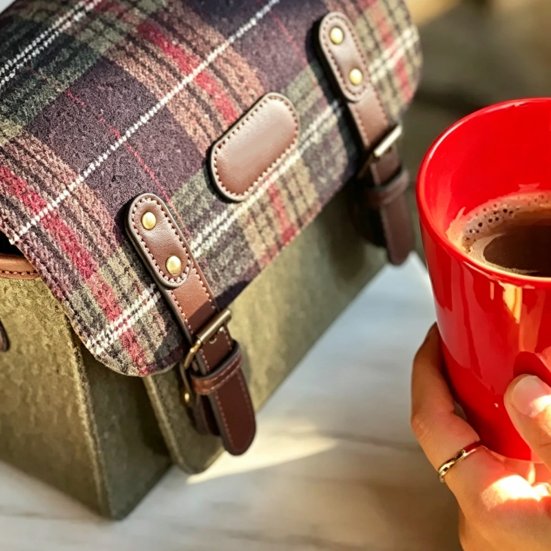 Custom OEM Camera Bag Plaid Pattern Lightweight Crossbody (1)