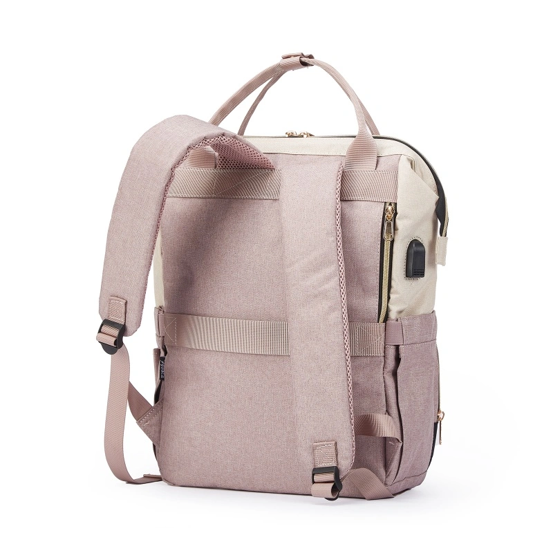 ODM color-block backpack with USB charging port (1)