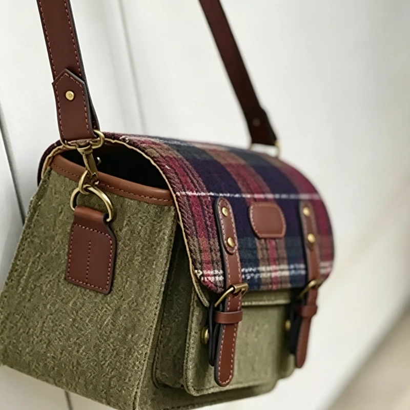 Wholesale Fashion Shoulder Camera Bag Plaid Design Water‑Repellent (1)