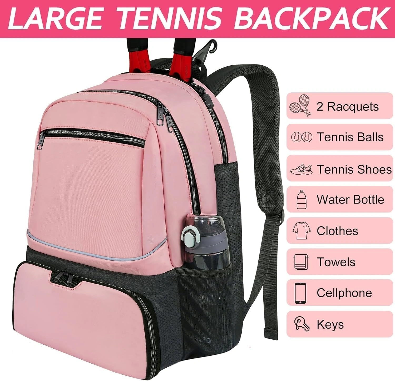 Spacious Waterproof Pickleball Sports Backpack